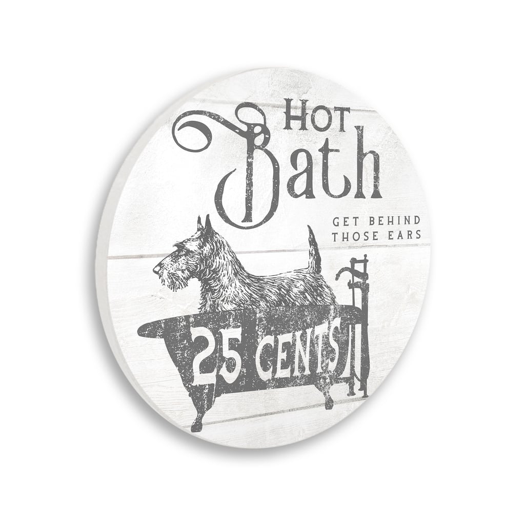 Stupell Vintage Hot Bath Advertisement Farmhouse Scottie Dog Tub, 12 x 12, Design By Lil' Rue - Grey