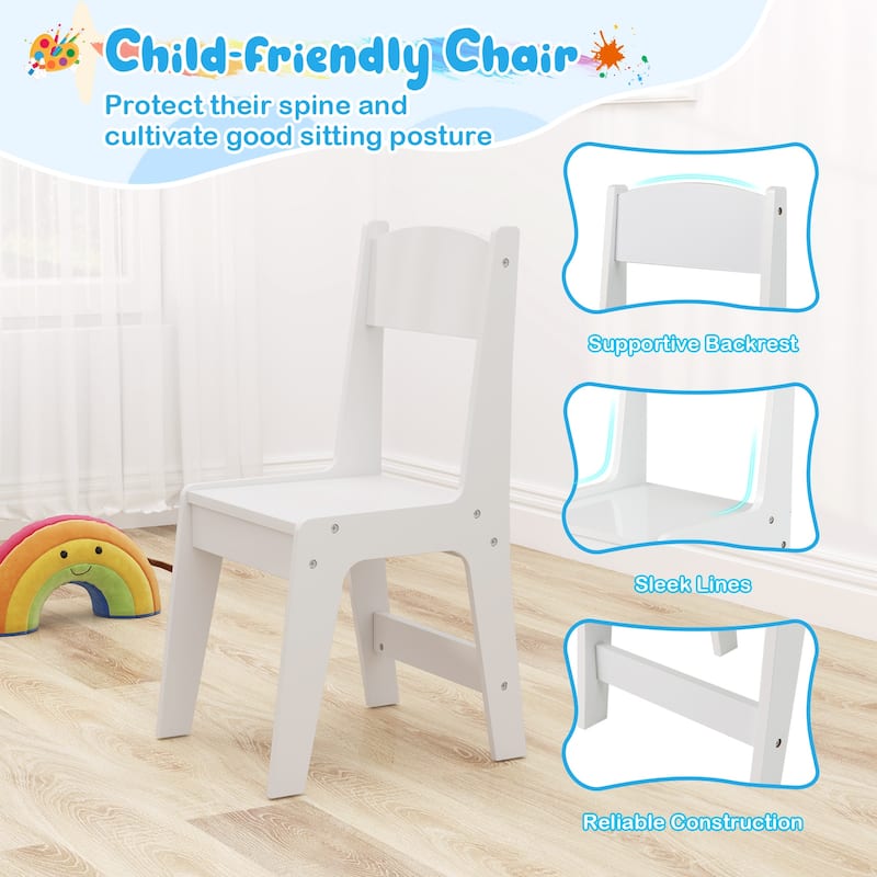 Gymax Kid's Art Table & Chair Set w/ Paper Roll 4 Paint Cups & 2
