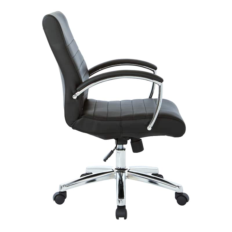 Executive Low Back Faux Leather Chair with Chrome Arms and Base - single