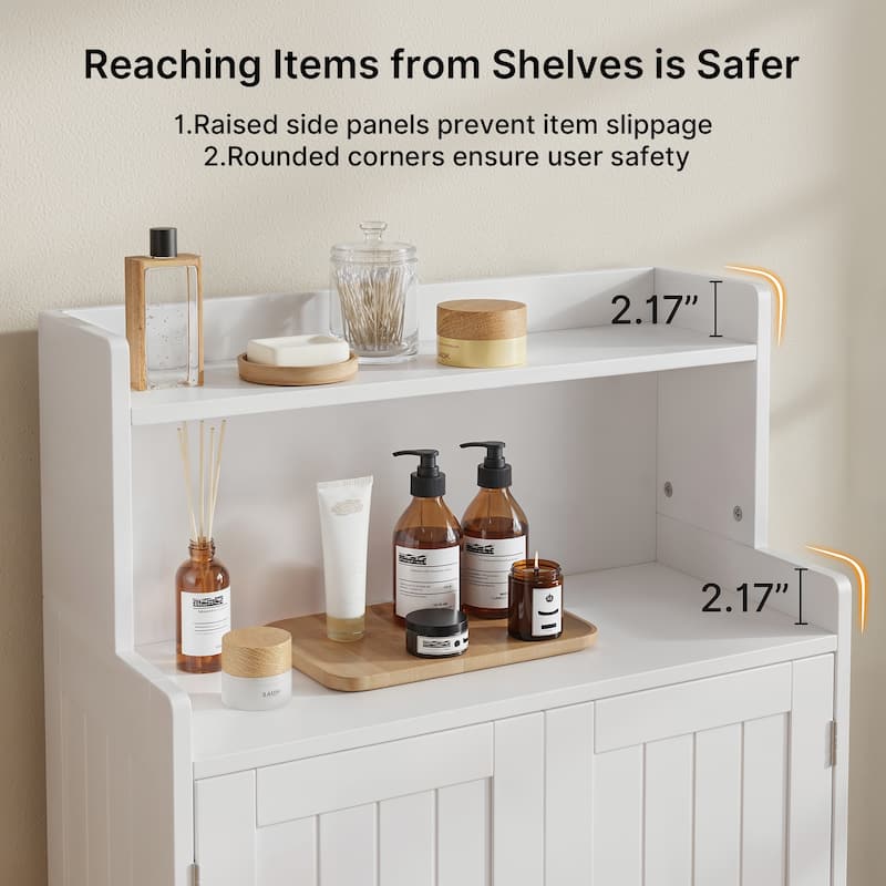 40" H Bathroom Storage Cabinet, Freestanding Organizer with 2 Doors, 2 Adjustable Shelves
