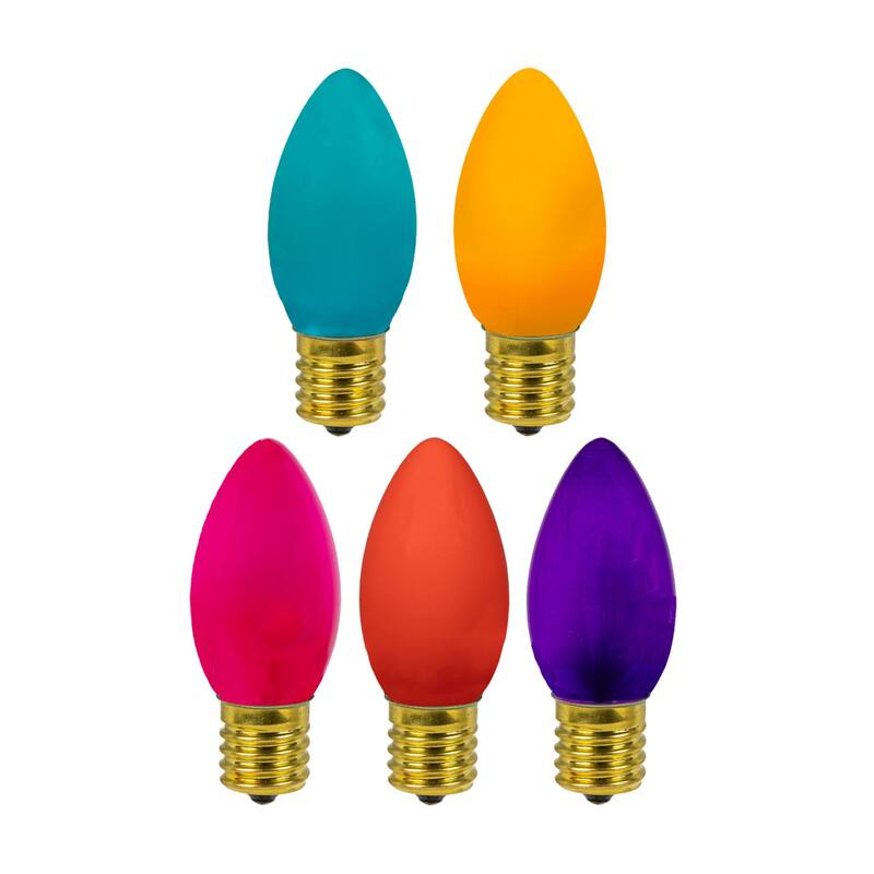 25 Pack C9 LED RetroGlo Outdoor Christmas Replacement Bulbs, C9/E17 Base