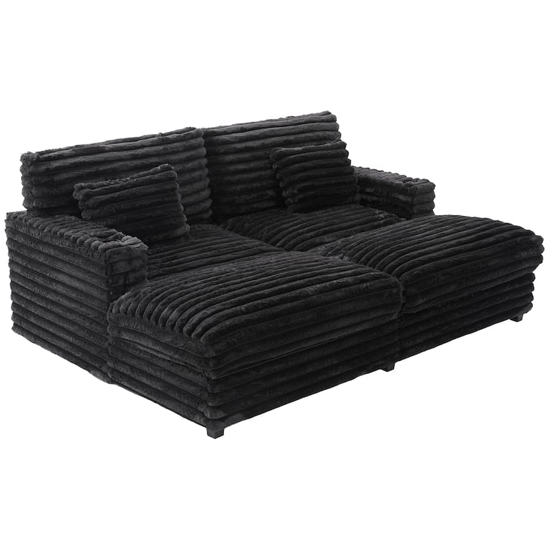 Plush Oversized Double Chaise Sofa with USB Charging, Cup Holders & Ultra-Deep Seating by Harper&Bright Designs