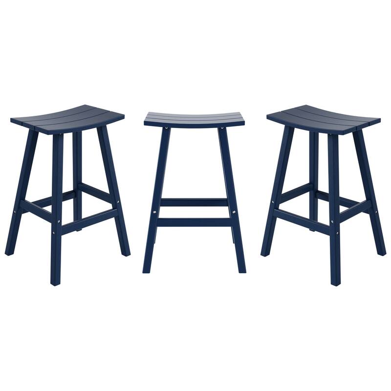 Laguna Hdpe All Weather Outdoor Patio 29" Saddle Seat Bar Stool (Set Of 3)