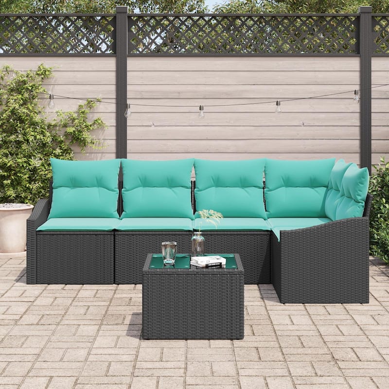vidaXL 6 Piece Garden Sofa Set with Cushions - 91.9×48.6×27.2