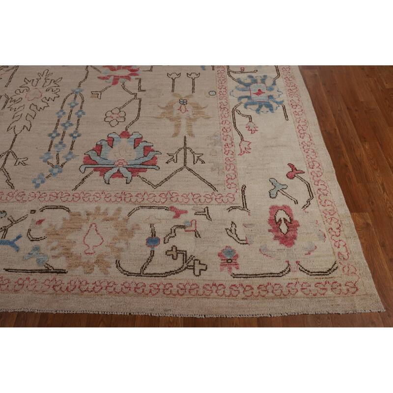 Vegetable Dye Oushak Oriental Large Area Rug Handmade Wool Carpet - 9'11"x 13'10"