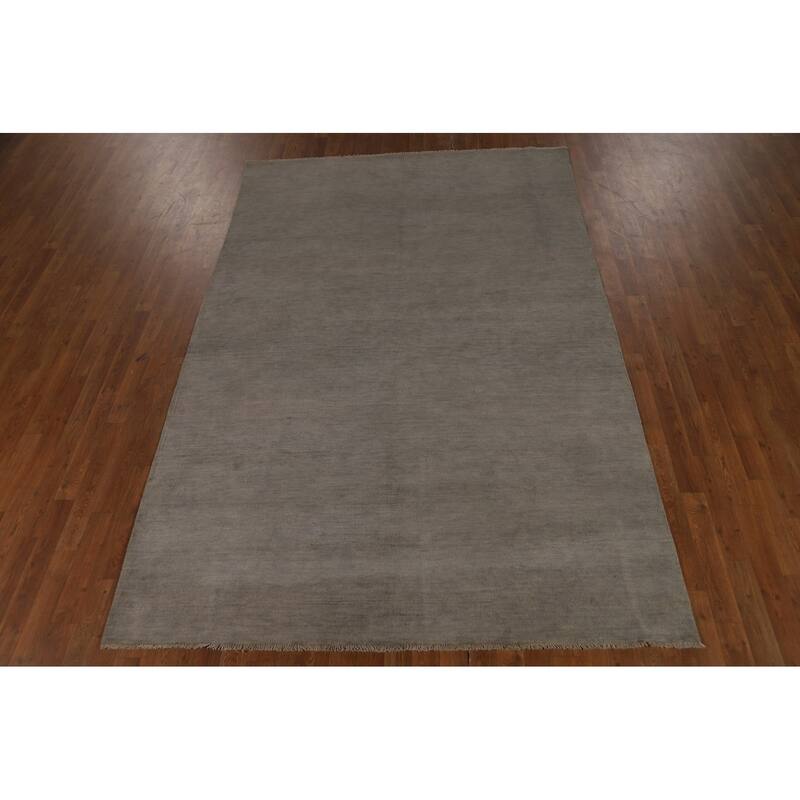 Modern Gabbeh Oriental Area Rug Handmade Grey Wool Carpet - 6'0" x 9'0"