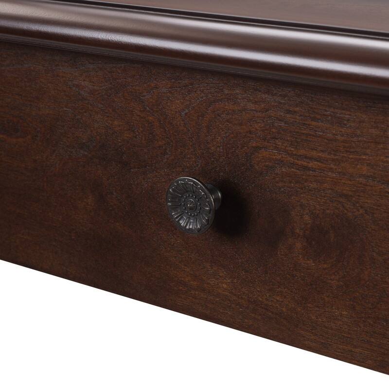 Retro 43" Curved Wood Console Table with 3 Drawers and Open Shelf, Sofa Table Behind Couch for Living Room and Hallway Storage
