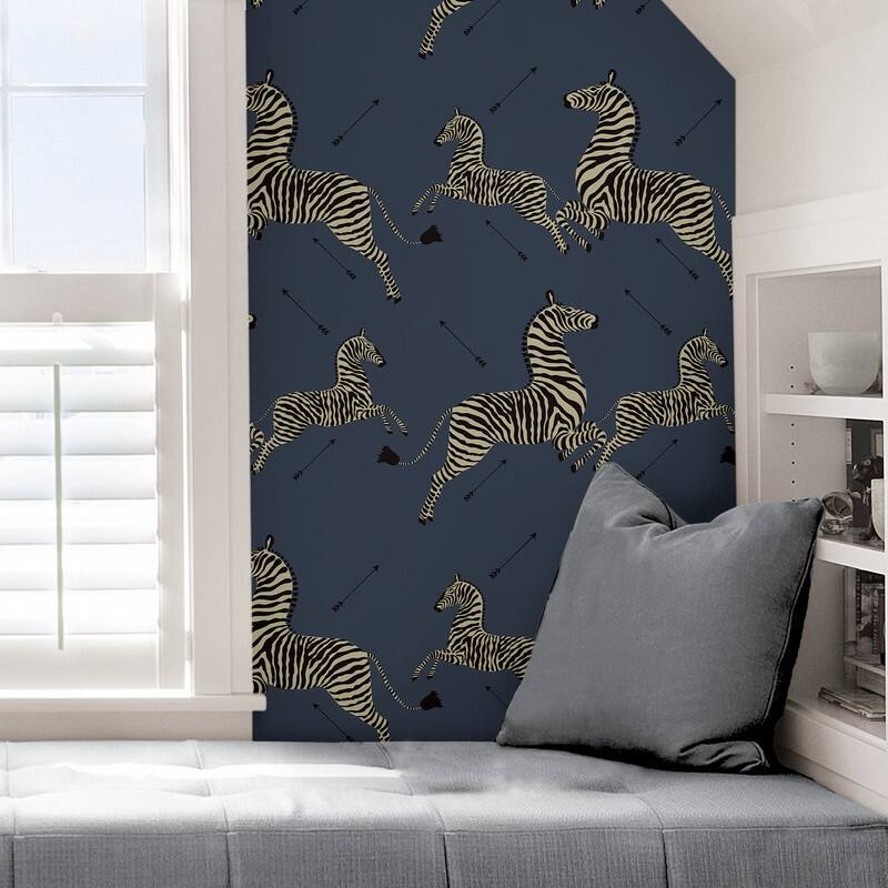 Scalamandre Denim Zebra Safari Self Adhesive Peel & Stick Wallpaper