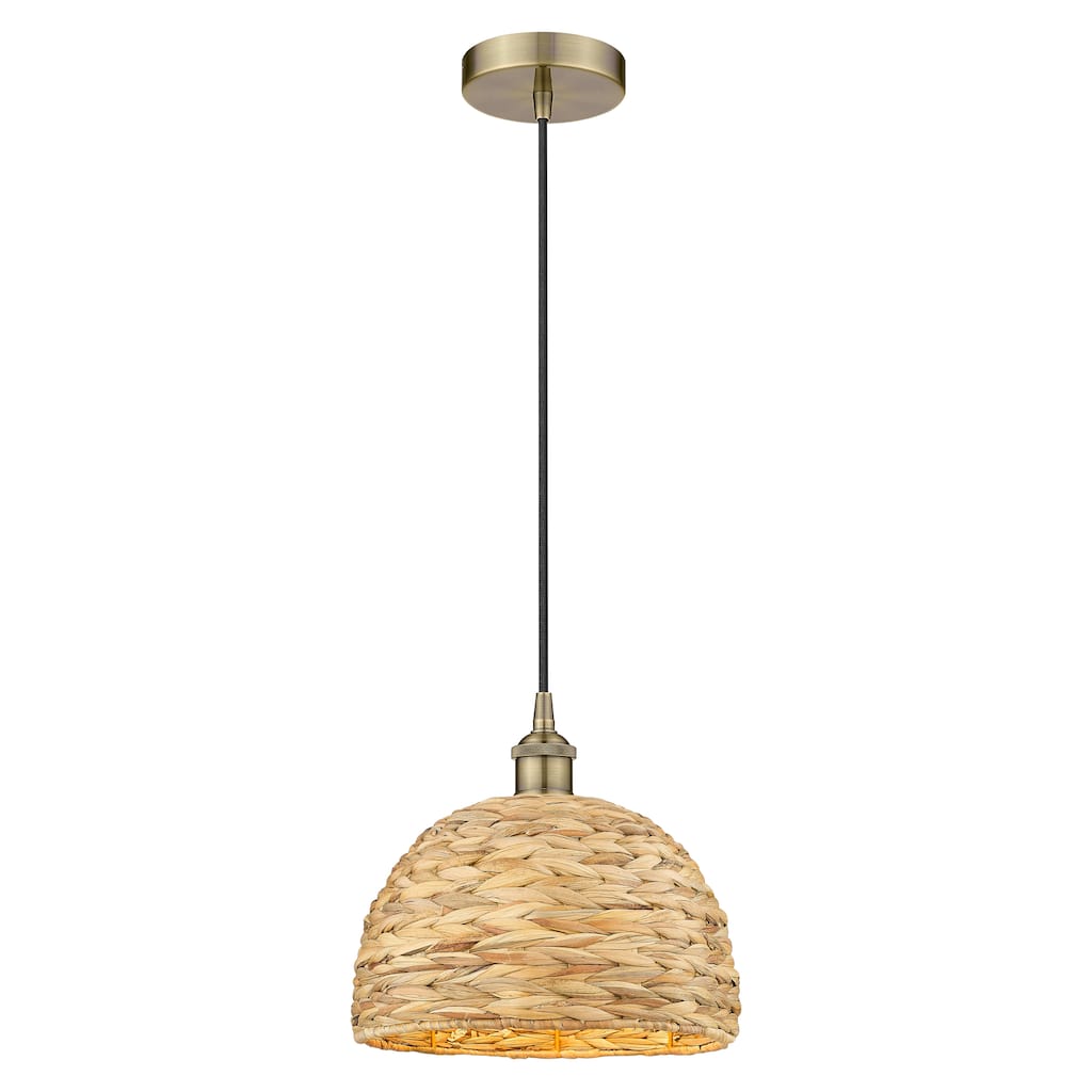 Innovations Lighting Endless Possibilities Edison - Woven Rattan - 1 Light 12" Cord Hung Mini Pendant