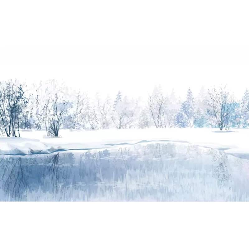GK Wall Design Lake Winter Landscape Watercolor Removable Wallpaper