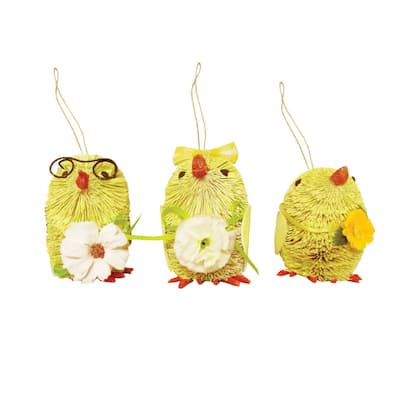 Chick Bottle Brush Ornament Set of 3 - Set of 3
