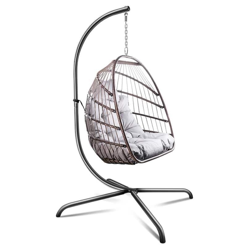 Outdoor Hanging Basket Egg Chair Swing with Stand Cushion