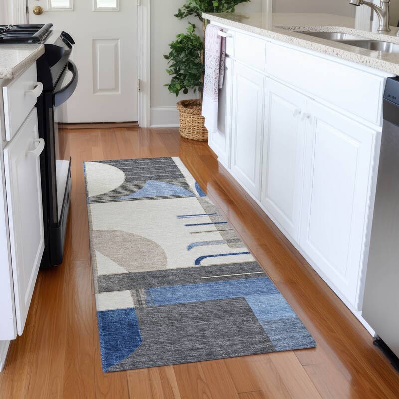 Premium Washable Super Soft Contemporary Mayfield Rug - Blue - 2'3" x 7'6"