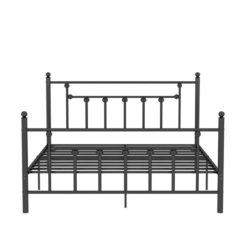 14 Inch Metal Victorian Platform Bed Frame with Headboard and Footboard, Heavy Duty Mattress Foundation with Steel Slats Support