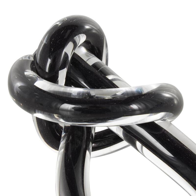 Glass Knot Abstract Twisted Loop Decorative Sculpture - Set of 2 Blue or Black - Roche River Decor