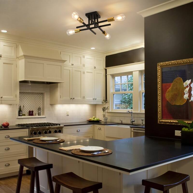 4-Light Modern Semi-Flush Mount Light for Kitchen Bedroom Living Room