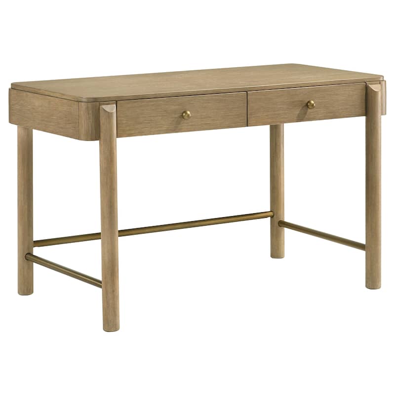 Arini 2-drawer Vanity Desk Makeup Table Sand Wash - 48"w x 26.25"d x 30"h - Sand Wash and Aged Brass
