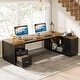 preview thumbnail 10 of 42, 85.8" L-Shaped Executive Desk, Extra Large Office Desk with Drawers