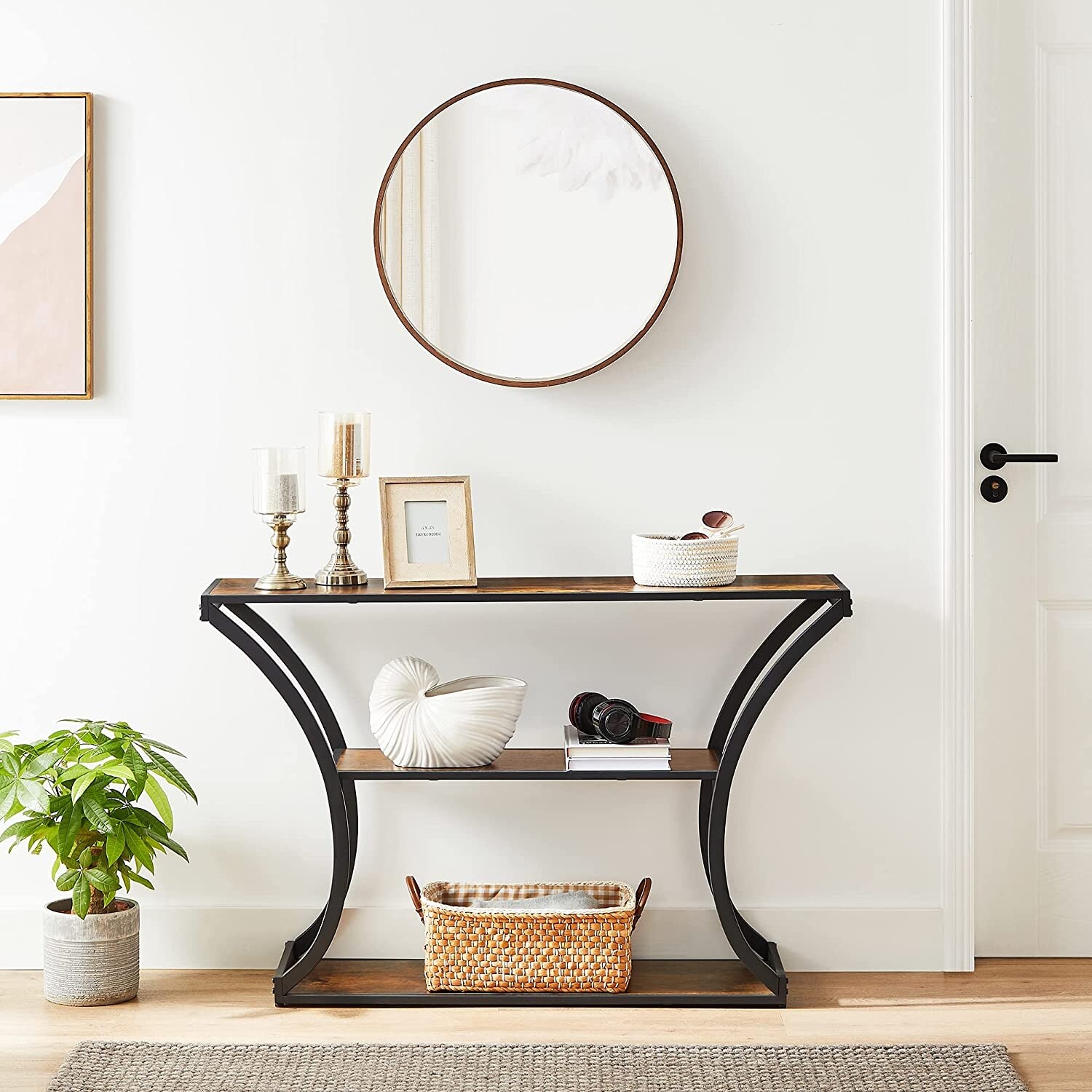 VASAGLE Console Table Sofa Table Entryway Table with Curved Frames Long Table Top 2 Open Shelves for Entryway Living Room Bed Bath Beyond 36724768