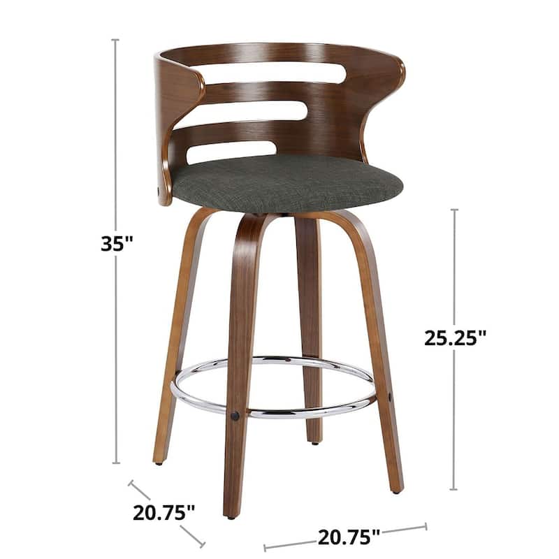 Carson Carrington Cranagh 26" Fixed-Height Counter Stool with Bent Wood Legs (Set of 2)