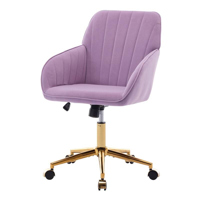 Velvet Adjustable Home Office Swivel Leisure Desk Chair with Gold Base