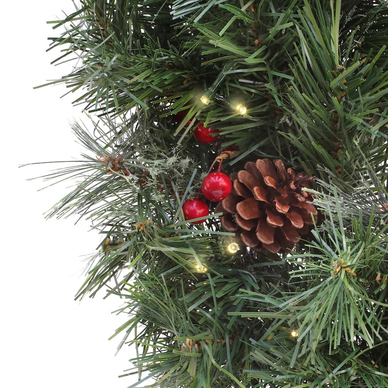 National Tree Company 24" Glistening Pine Wreath with LED Lights - 2 ft