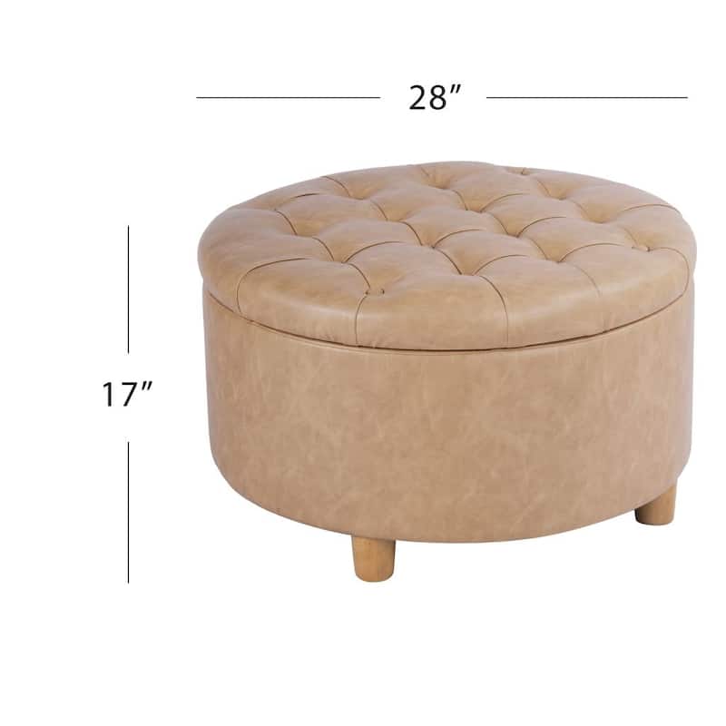HomePop Button Tufted Round Storage Ottoman