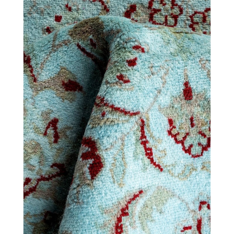 Overton Hand Knotted Wool Vintage Inspired Modern Contemporary Overdyed Blue Area Rug - 3' 1" x 5' 3"