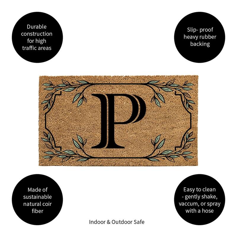 28 in. x 16 in. Monogram Coir Mat, Letter "P"