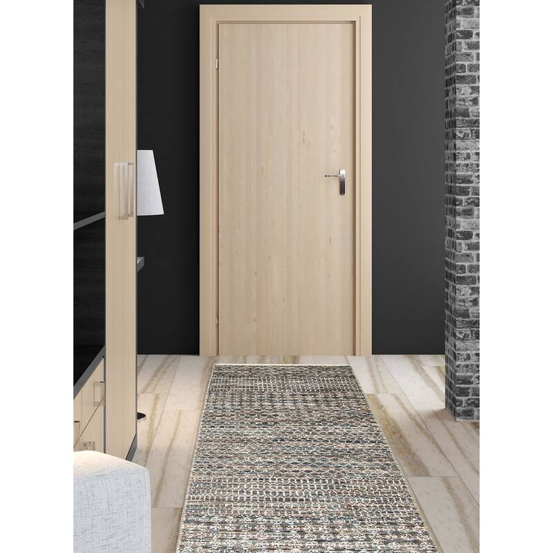 ECARPETGALLERY Hand-knotted Silk Shadow Dark Grey Viscose, Wool Rug - 2'8 x 10'0