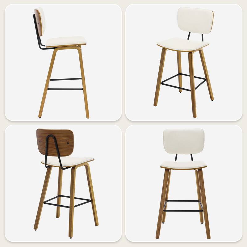 26" Wood Counter Height Bar Stools Set of 2 - 37.6"H x 19.5"W x 18.7"D