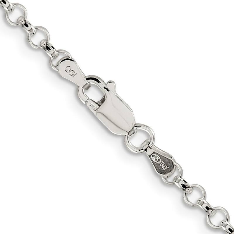 Curata 925 Sterling Silver 3mm Rolo Light Chain Necklace