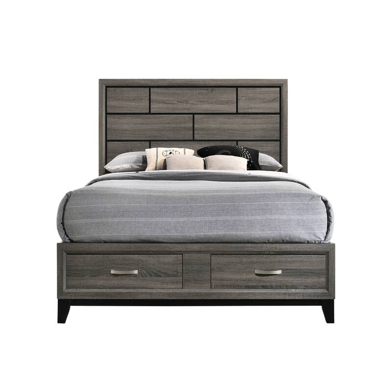 Vallendale Weathered Grey 2-Drawer Storage Bed
