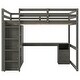 preview thumbnail 14 of 15, Wood Full Size Loft Bed with Built-in Wardrobe, Desk, Storage Shelves and Drawers