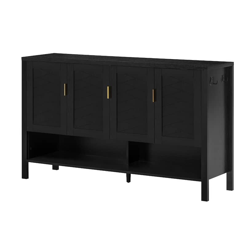 55.1" Storage Sideboard with 4-Doors,Multi Functional Buffet with Open Shelf and 2-Tiers Adjustable Shelves, Modern Cabinet
