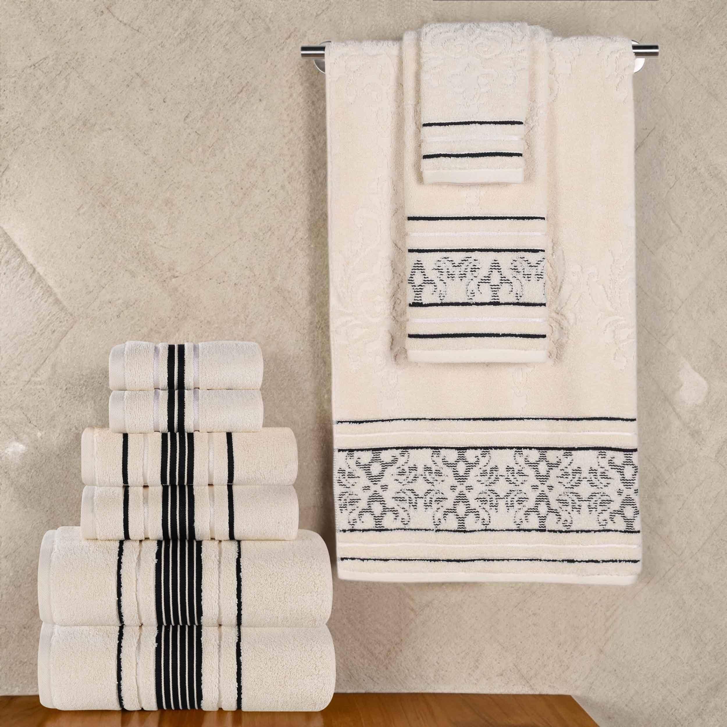 Superior Sadie Zero Twist Cotton Solid and Floral 9 Piece Towel Set