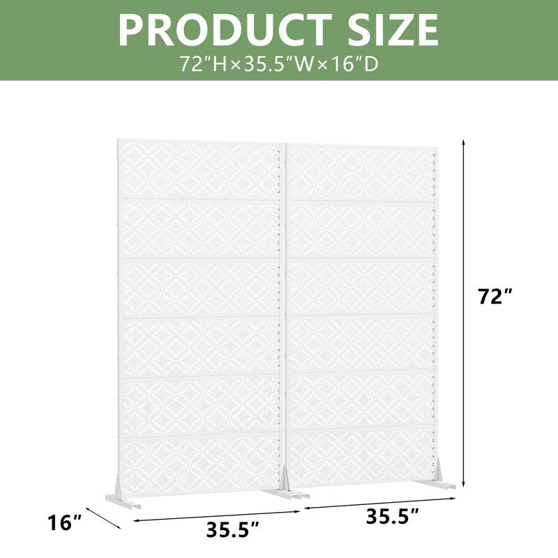Privacy Metal Screen Fence Panel Horizontal Stripe Pattern Set of 2