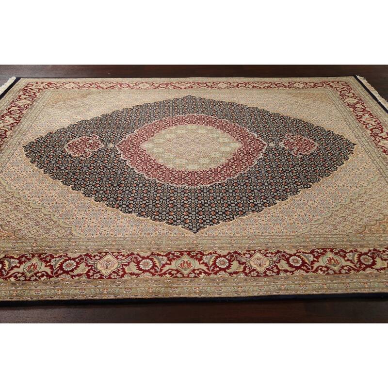 Wool/ Silk Tabriz Mahi Persian Vegetable Dye Area Rug Hand-knotted - 8'1" x 10'5"