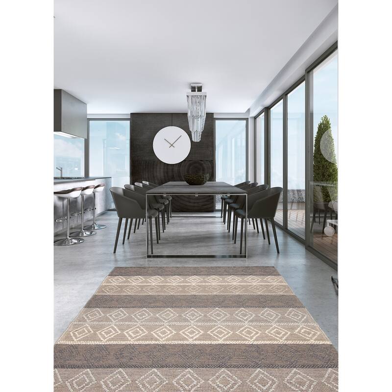 ECARPETGALLERY Braid weave Sienna Grey Wool Rug - 6'0 x 8'8