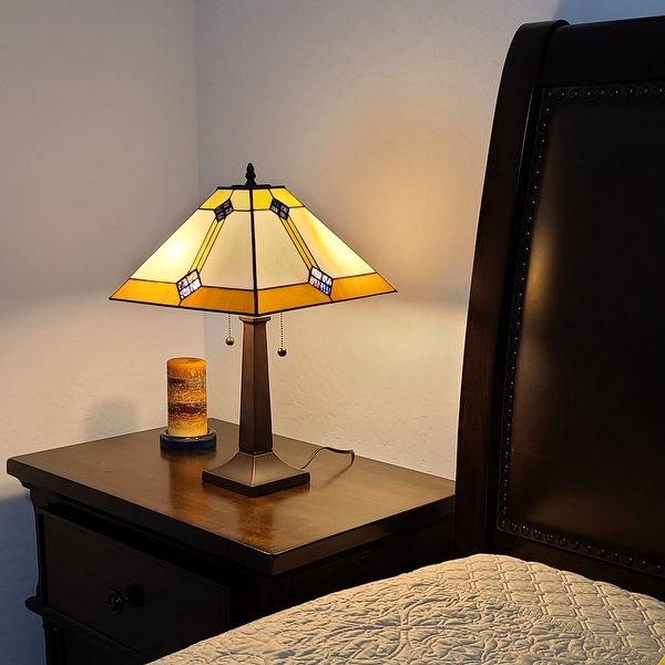 Amora Lighting 21 in. Tiffany Style Mission Design Table Lamp