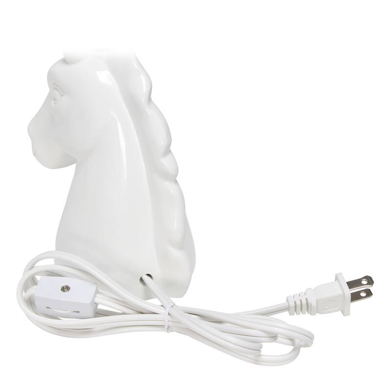 Sparkling Silver and White Unicorn Table Lamp - Whimsical Kids Room Lighting and Playful Bedside Décor