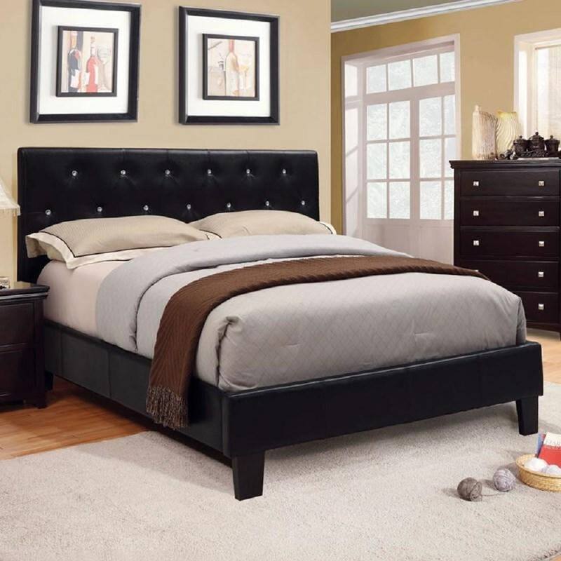 Upholstered California King Size Bed in Black
