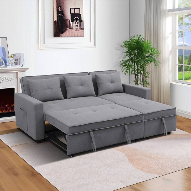 Versatile Grey Sofa with Adjustable Backrest and Removable Armrests