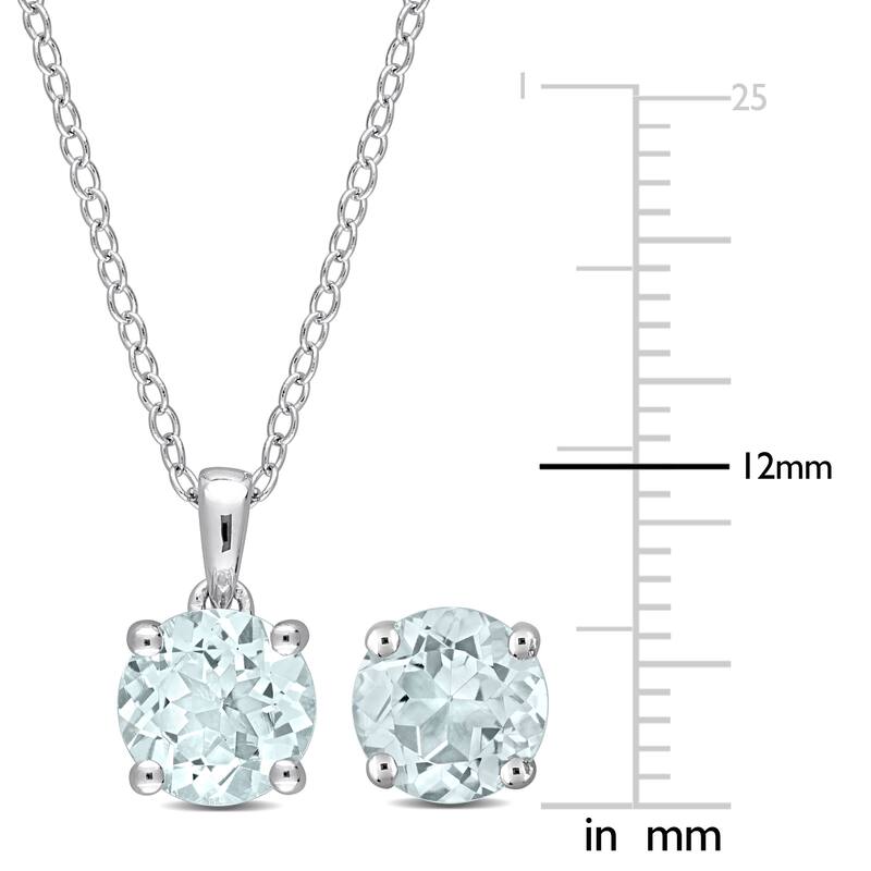 Miadora Aquamarine Solitaire Birthstone Necklace in Sterling Silver