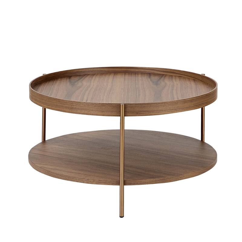 2-Piece 2 tier Round Coffee Table Set,Easy Assembly Nesting End Tables