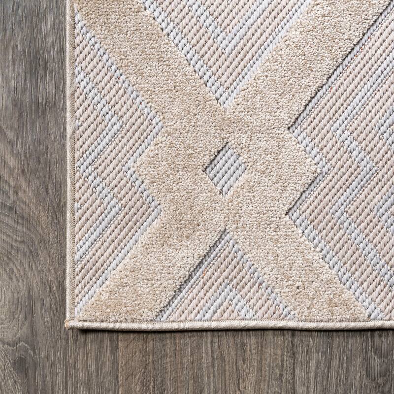 JONATHAN Y Haze High-Low Pile Ogee Trellis Tone-on-Tone Indoor/Outdoor Area Rug