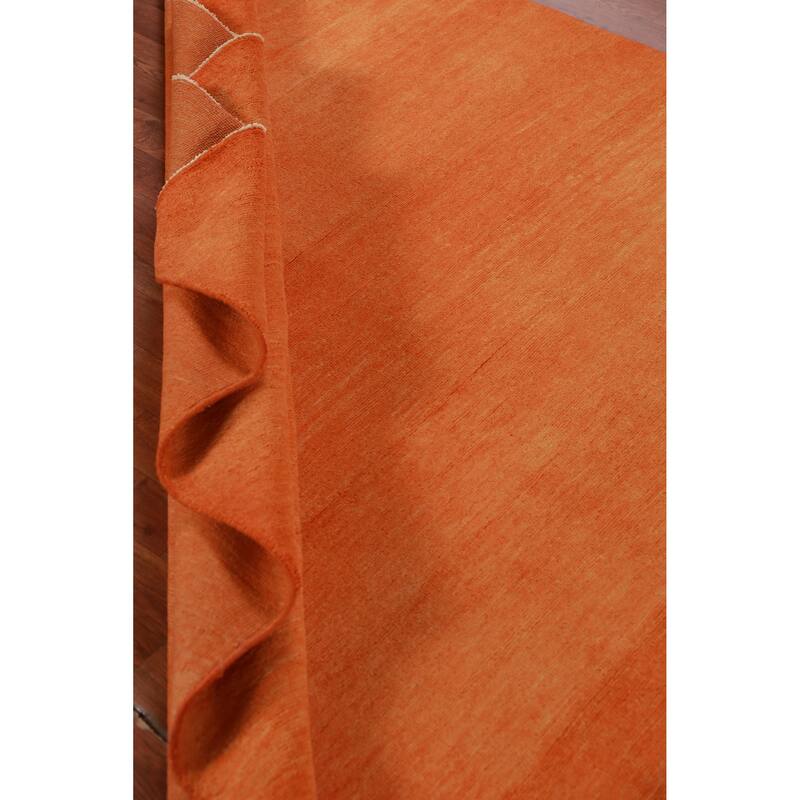 Hand Knotted Oriental 100% Wool Carpet Modern Solid Oranges & Rust Gabbeh Area Rug - 9' 2'' X 6' 0''