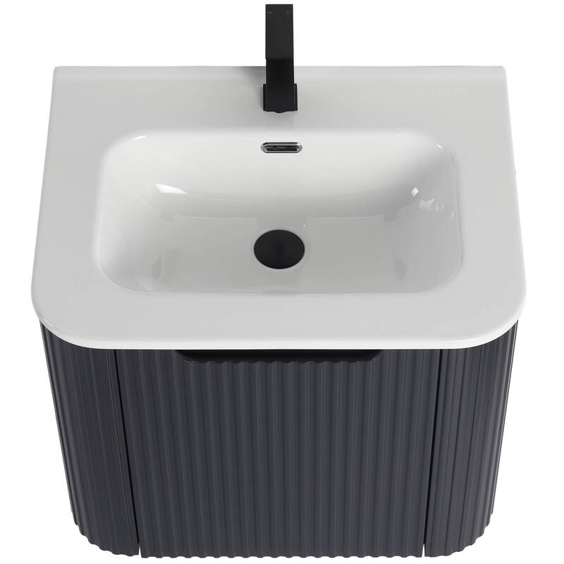 Caskvalley Modern Bathroom Vanity with Straight Fluted Design - Sink Included