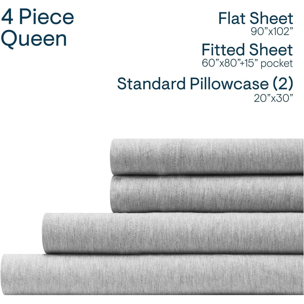 Aeropostale Super Soft Heather Grey Jersey Knit Sheet Set All-Season Comfort