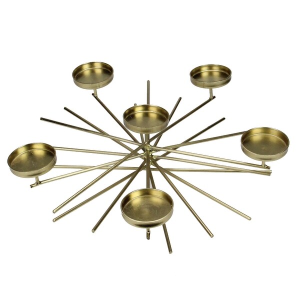 13" Gold Contemporary Starburst Tabletop 6 Votive Candle Holder - N/A